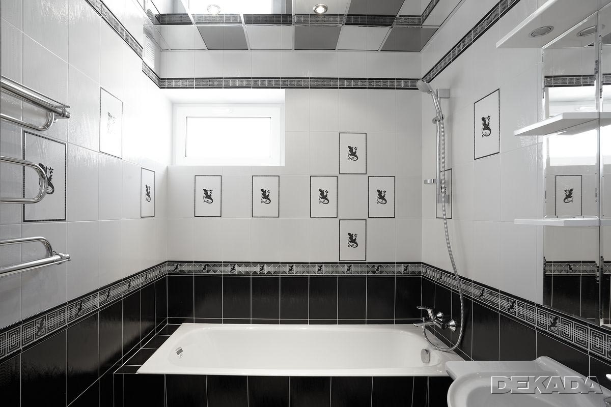 Дизайн ванной черно белый (66 фото)