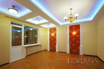 Двухуровневые потолки с подсветкой фото
